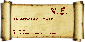 Mayerhofer Ervin névjegykártya